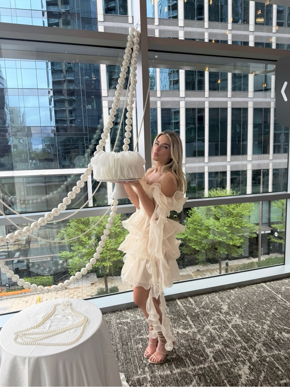 ASOS Cream Ruffle Mini Dress - Picture 4 of 6